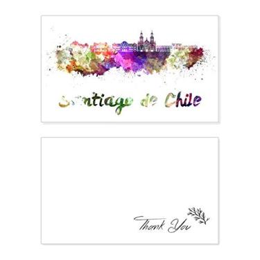 Imagem de Santiago De Chile City Cartão de agradecimento Aquarela Papel Aniversário Santiago De Chile Agradecimento Casamento