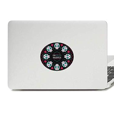 Imagem de Adesivo de vinil com emblema de rosa de caveira Happy The Day of The Dead para laptop