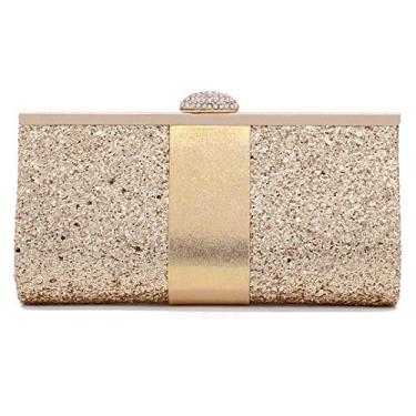 Imagem de Naimo Bolsa feminina de lantejoulas e strass elegante bolsa clutch com glitter, Capa dourada, One Size