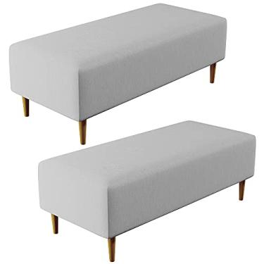 Imagem de Kit 02 Puffs Decorativos Sala de Estar Bali W01 Pés Palito 120x50 cm Linho Cinza - Lyam Decor