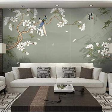 Imagem de Papel de parede personalizado 3D papel de parede novo chinês pintura à mão magnólia pássaro paisagem bambu tv papel de parede 430 cm (C) × 300 cm (A)