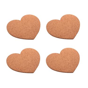 Imagem de Conjunto 4 Porta Copos de Cortiça Coração 10x9cm Lyor