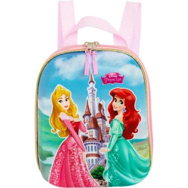Imagem de Mochila Pequena Maxtoy 3D Princesas Castelo  Rosa