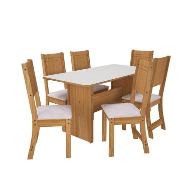 Imagem de Conjunto de Mesa para Sala de Jantar Indekes Evora 06 Cadeiras - Freijo