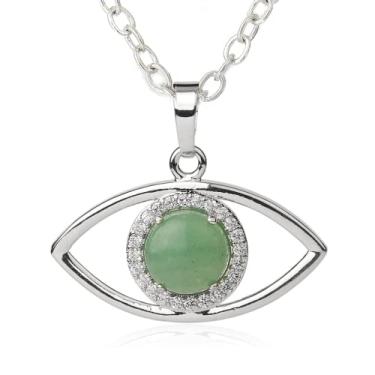 Imagem de CRYSTALFY Colar com olho turco: Colar de prata genuíno com pedra de olho turco disponível em turquesa, ametista, quartzo rosa, quartzo transparente, lápis-lazúli, obsidiana, aventurina
