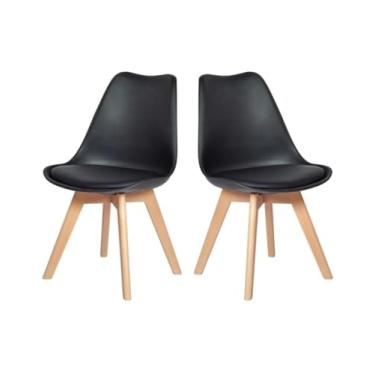 Imagem de Kit c/2 cadeiras Leda – Charles Eames, Saarinen Wood com almofada Preta