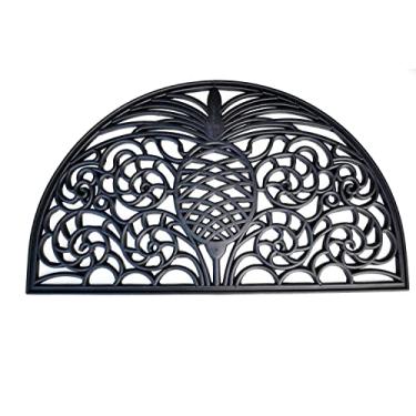 Imagem de Capacho de borracha meio redondo Imports Decor com abacaxi, 45,7 cm x 76,2 cm