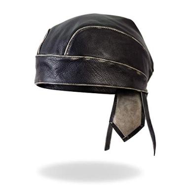 Imagem de Hot Leathers HWL1009 Envoltório de cabeça de couro com esfregão cinza (preto)