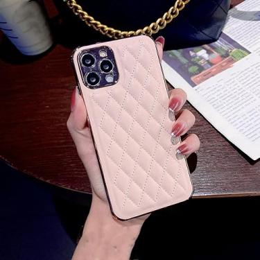 Imagem de capa de telefone de couro macio treliça para iPhone 13 12 Pro Max 7 8 Plus X XS XR 11 SE 2 3 2020 10 capa, rosa, para iphone X