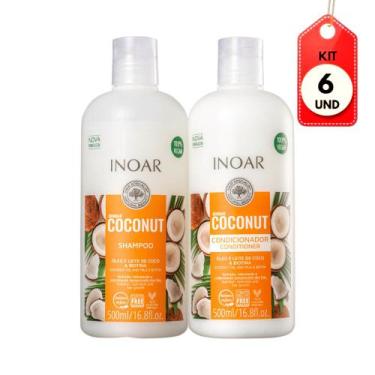 Imagem de Kit C/06 Inoar Bombar Coconut Shampoo + Condicionador 500ml