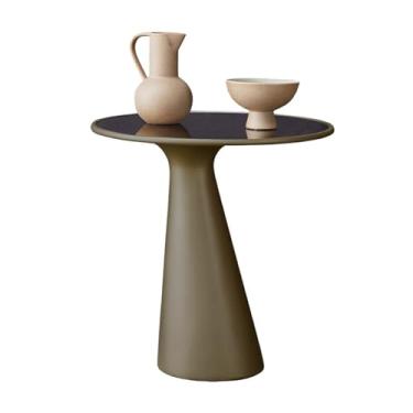 Imagem de WAOCEO Mesa lateral simples sofá lateral vários, mesa de café pequena móvel, vidro temperado de 7 pontas canto redondo várias mesas de centro para sala de estar (tamanho: P)