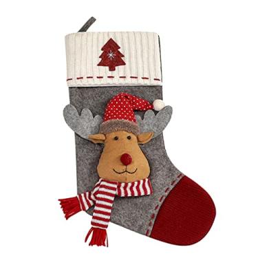 Imagem de BESTOYARD Meias De Natal Lareira Meias Sacos De Decoração De Alces Árvore De Férias Decoração De Meia De Natal Alce Papai Noel Boneco De Neve Meias