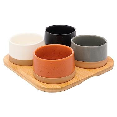 Imagem de LYOR - Conjunto 4 Petisqueiras com Bandeja de Bambu 22Cm x 22Cm x 5,5Cm