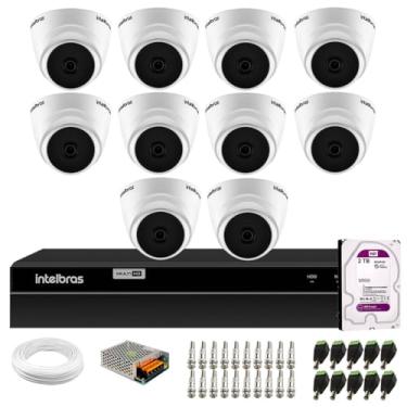 Imagem de Kit 10 Câmeras Intelbras VHL 1120 Dome HDCVI Lite HD 720p Lente 3.6mm, Visão Noturna 20m + DVR Intelbras MHDX 1216 Full HD 16 Canais Multi HD + HD 2TB