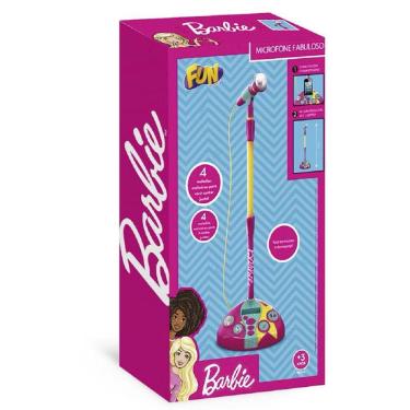 Imagem de Microfone Karaoke Fabuloso Da Barbie com pé ajustável - Fun