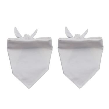 Imagem de EechicSpace Pacote com 2 lenços brancos de bandana para cães pequenos reversível de algodão simples para Cricut Iron On Heat Press DIY