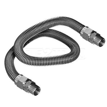 Imagem de Flextron FTGC-SS14-60A Conector de linha de gás flexível de 152 cm com diâmetro externo de 9,5 mm e conexões MIP de 1/2 polegada x MIP de 1/2 polegada, conectores de aquecedor de ambiente de aço