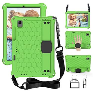 Imagem de QYiD Capa infantil para Galaxy Tab A7 Lite, capas para tablet de 8,7 polegadas 2021, capa à prova de choque de EVA não tóxica e leve com suporte de alça, cinto de ombro para SM-T220/T220, verde/preto