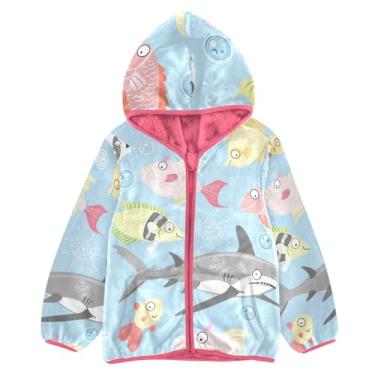 Imagem de KLL Peixes coloridos vida marinha costeira meninos jaqueta de lã com capuz casaco de lã rosa jaqueta com zíper 3T, Peixes coloridos, vida marinha costeira, 3 Anos