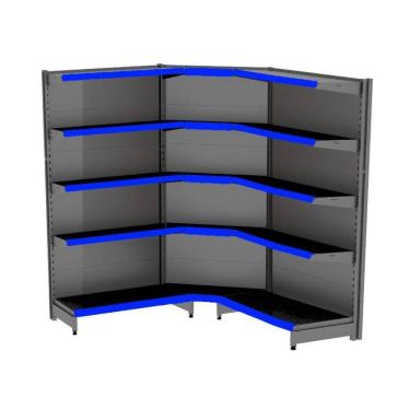 Imagem de Gondola Parede 170 Fit Ate 2 Metros 1 Canto Preto 15b Pe Azu