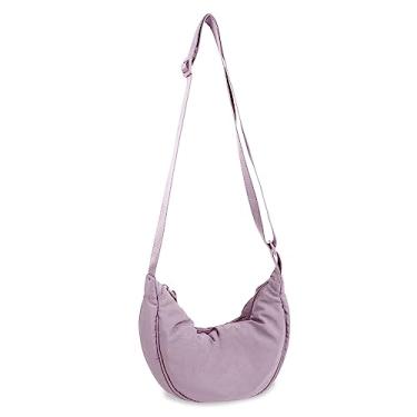 Imagem de Bolsa tiracolo de nylon, crescente, bolsas masculinas e femininas modernas, bolsa transversal pequena, estilo Hobo, Roxa, Small