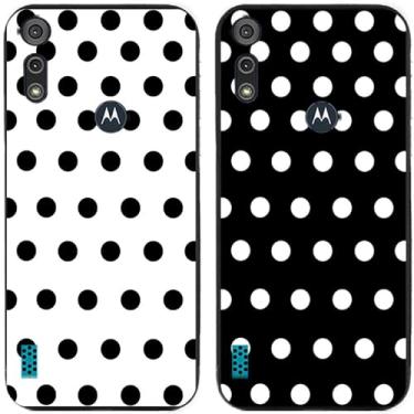 Imagem de 2 peças preto branco bolinhas impressas TPU gel silicone capa de telefone traseira para Motorola Moto todas as séries (Moto E6S 2020)