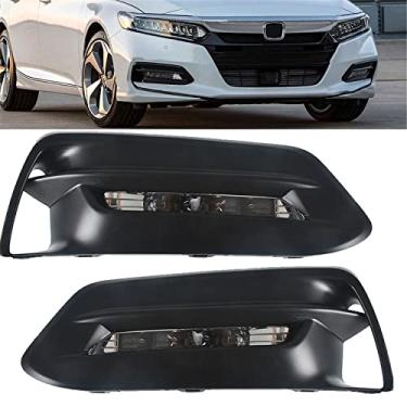 Imagem de WFLNHB Conjunto de luzes de neblina de LED LH+RH para Honda Accord Sedan 2018 2019 Lente transparente com lâmpadas de LED + capas de farol de neblina + chicote de fiação + kits de interruptores Conjunto de faróis de neblina de farol de direção de para-choque dianteiro