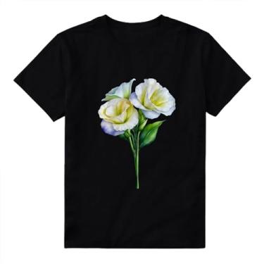 Imagem de Camisetas femininas estampadas florais novidade flores silvestres camisas de manga curta, Estilo 2, G