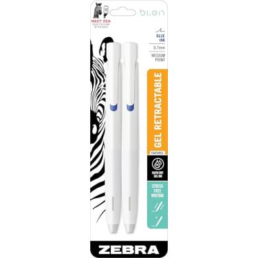 Imagem de ZEBRA Caneta de gel retrátil Pen BLen, cano branco, ponta média, 0,7 mm, tinta azul, 2 unidades (41422)
