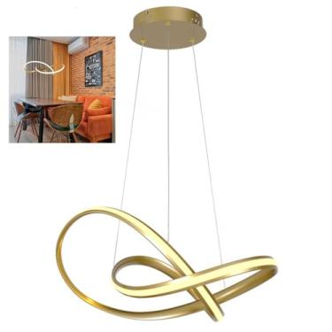 Imagem de Lustre Pendente LED 3000K Arco Infinito Iluminaçao Hall de Entrada Recepçao Moderno Decoraçao Comercial Residencial Ambiente