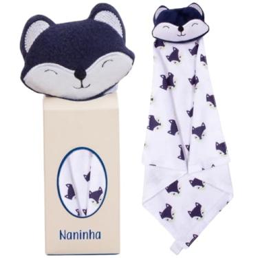 Imagem de Naninha para Bebê de bichinho de pelúcia com prendedor de chupeta (Raposa Marinho)