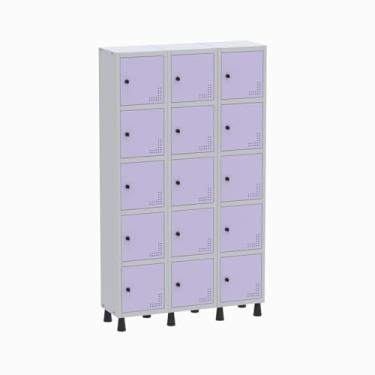 Imagem de Roupeiro Aço Light 3v 15 Portas Gr303/15 Cinza/Lilás