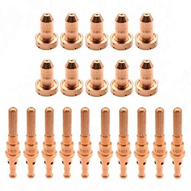 Imagem de TIANLYLIN 10 peças 9-8211 bocal de plasma 10 peças 9-8215 ajuste eletrodo de plasma Thermal Dynamics SL60/SL100 consumíveis de tocha de corte