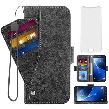 Imagem de Asuwish Capa carteira compatível com Samsung Galaxy J5 2016, protetor de tela de vidro temperado, suporte de cartão, suporte magnético, capa de telefone de couro para Gaxaly J5 Duos 6 SM-J510MN