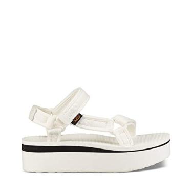 Imagem de Teva Sandália feminina com estampa de malha universal Flatform, Branco brilhante, 35