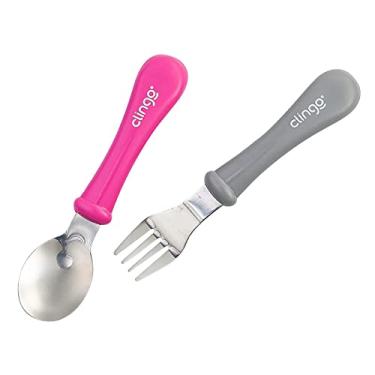 Imagem de Clingo Colher E Garfo De Metal Colors Rosa Rosa/Cinza