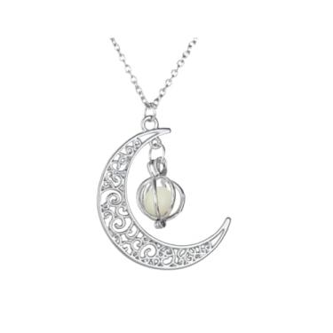 Imagem de Colar Lua Luminosa Pingente Brilha no Escuro Azul