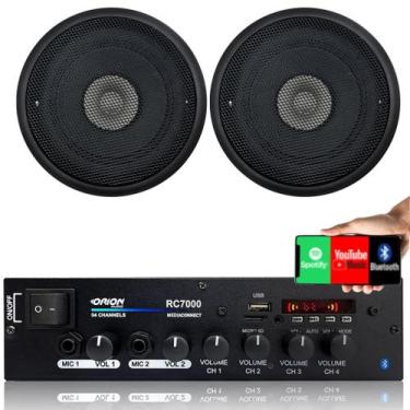 Imagem de Kit Amplificador Som Ambiente Bt 4ch + 2 Caixas Embutir 5pol - ORION