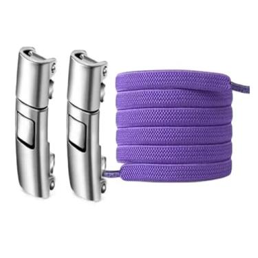 Imagem de Press Lock Shoelaces Without Ties Elastic Laces Sneaker Widened Flat No Tie Shoe Laces Kids Adult Shoelace For Shoes(Purple)