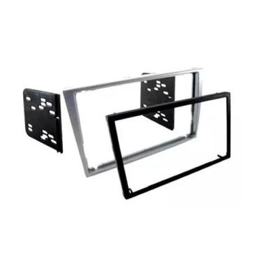 Imagem de Moldura 2Din Mp5 Corsa Montana Meriva Vectra Completa Prata - Autoplas