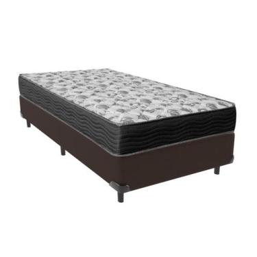 Imagem de Cama Box Solteiro Marrom e Colchão ISO 100 D33 Ortobom