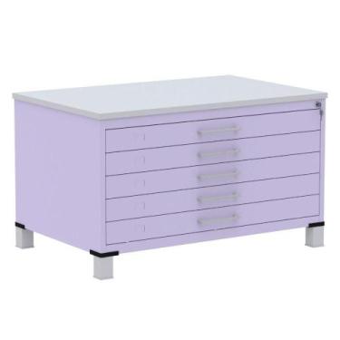 Imagem de Mapoteca 5 Gavetas Pandin 120 cm (Larg) Inmetro Tampo MDP Cinza Estrut