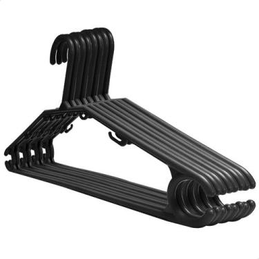 Imagem de Kit Cabides Preto Plástico Reforçados E Antideslizantes Para Adultos C