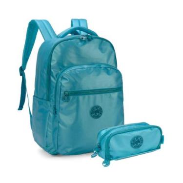 Imagem de Mochila Barbie Costas Glow Juvenil Escolar com Estojo Triplo, Azul