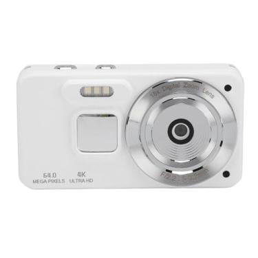 Imagem de Câmera Digital 4K, Câmera de Viagem 4K 64MP de Alta Definição Com Flash para Meninos e Meninas Crianças para Festa (Branco)