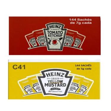 Imagem de Kit Ketchup e Mostarda 1 Caixa Fechada de Cada Sachês Heinz - Heinz Sa