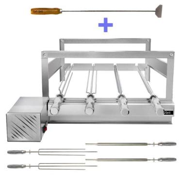 Imagem de Churrasqueira Giratória Grill Inox Gira Soft Grill 4 Espetos + Espalha