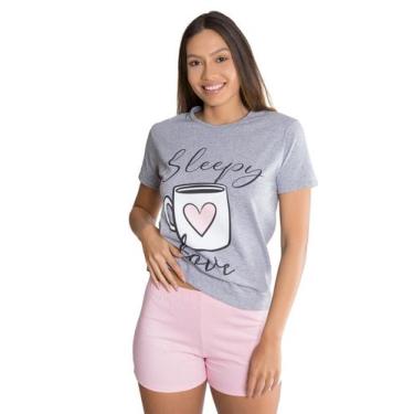 Imagem de Pijama Manga Curta De Verão Café Empório Do Algodão, M, Cinza