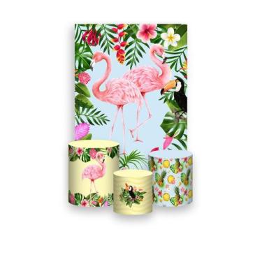Imagem de Painel De Festa Vertical 1,50 x 2,20 + Trio De Capas Cilindro - Tropic