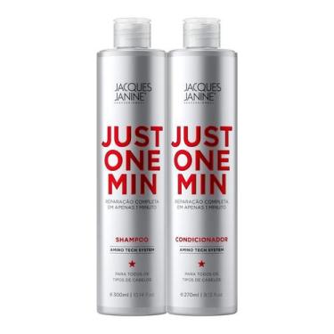Imagem de Kit Jacques Janine Just One Min Shampoo Sem Sal 300ml Condicionador Le